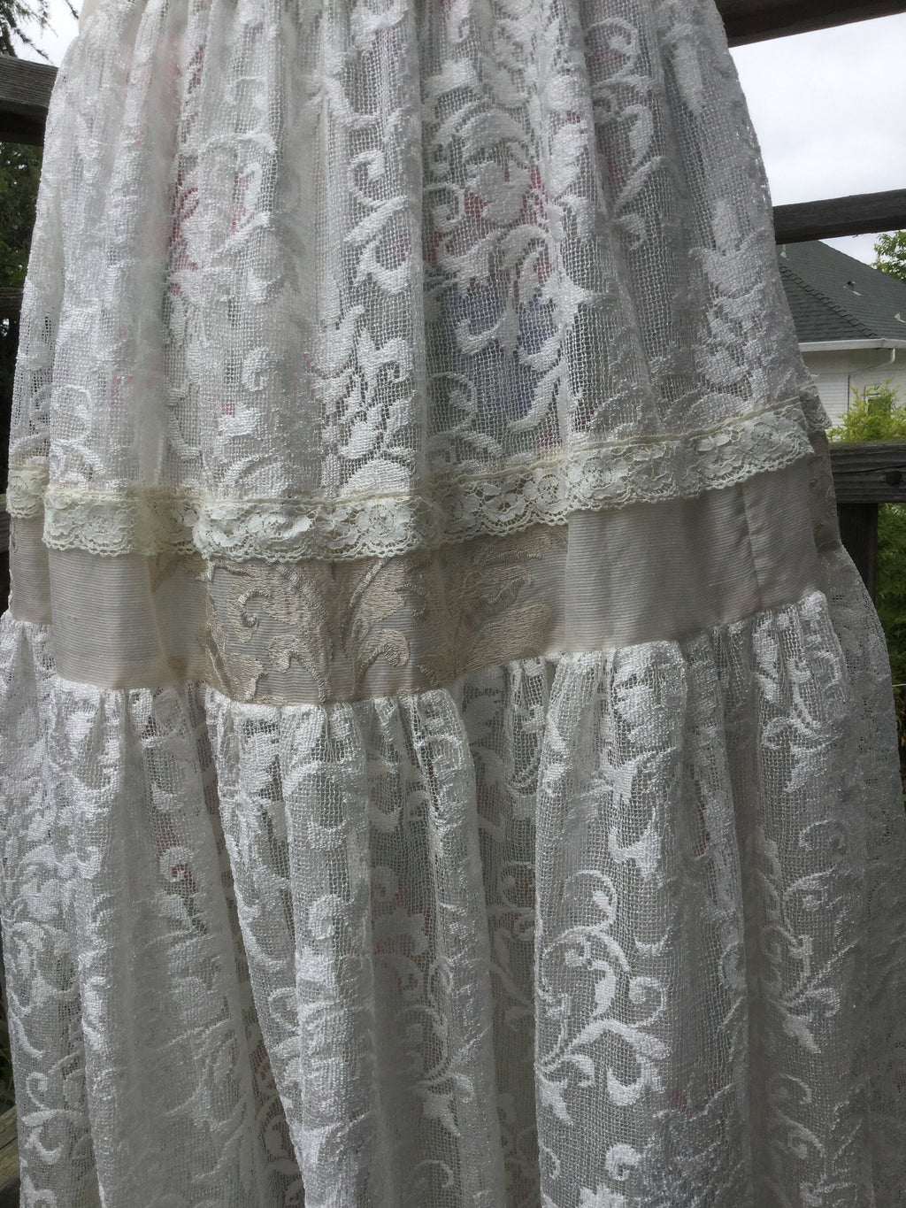 Cleo Beige Lace Tiered Maxi Skirt — view 3