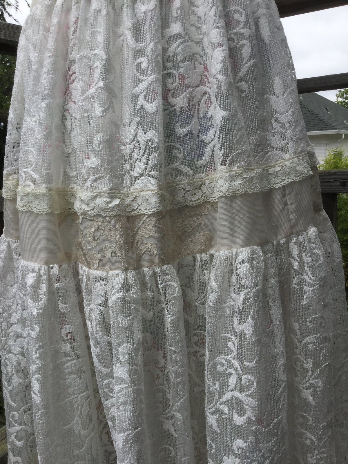 Cleo Beige Lace Tiered Maxi Skirt — view 3