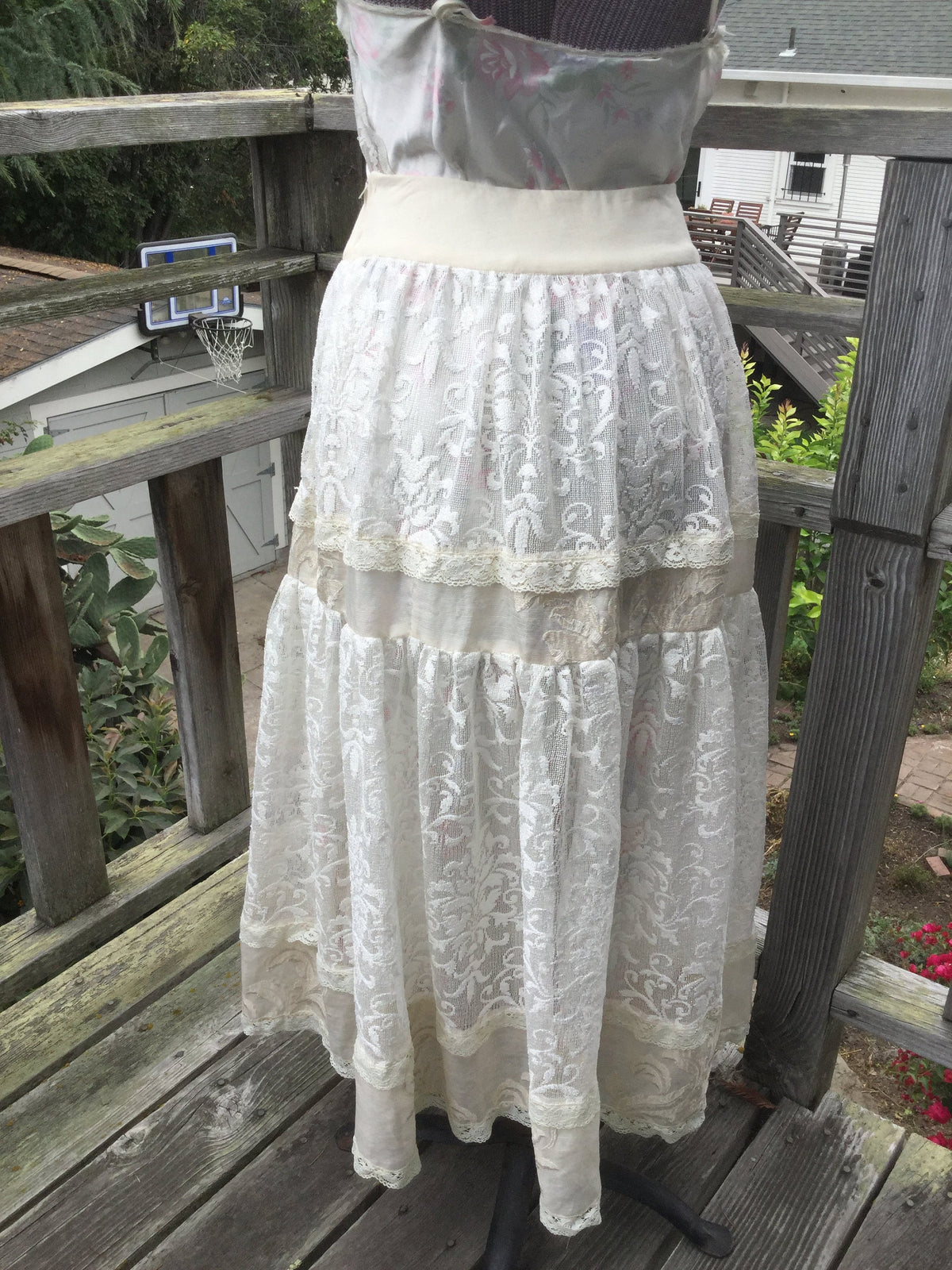Cleo Beige Lace Tiered Maxi Skirt — view 5