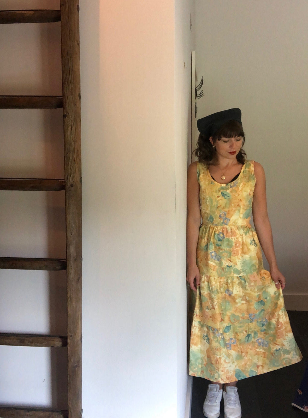 Edie Green Cotton Tiered Midi Dress — view 3