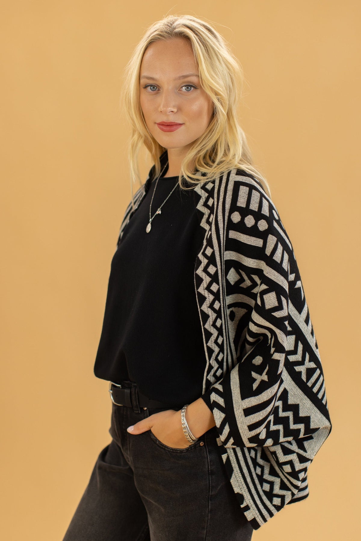 Ines Black Cardigan — view 2