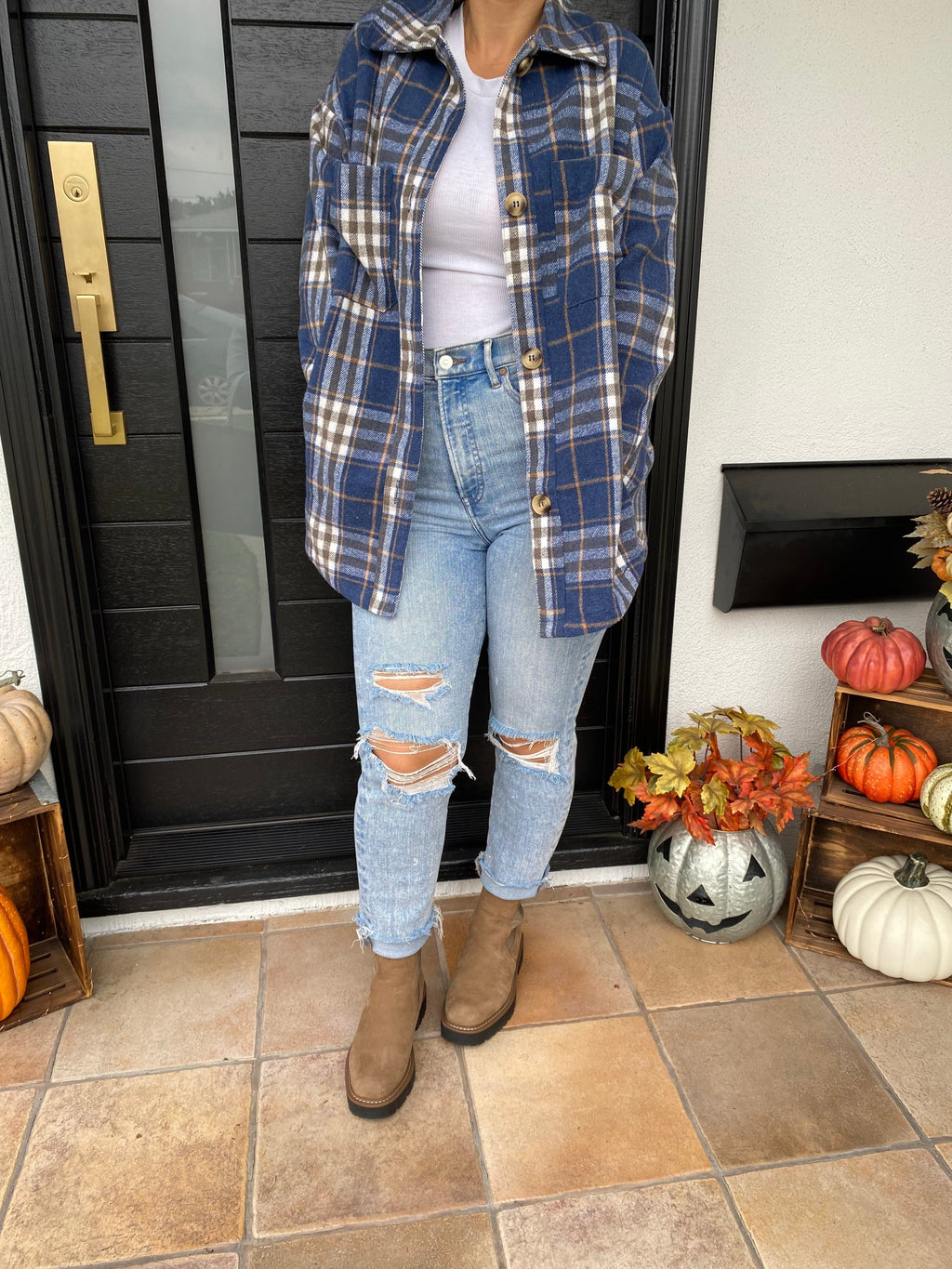 Hattie Plaid Button-Down Shacket — Brisa's Boutique