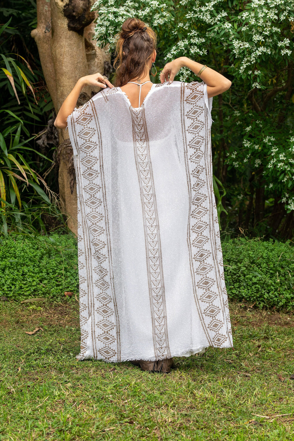 Uma Block-Print Cotton Kaftan Jacket — view 6
