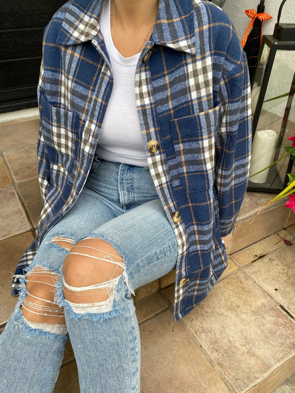 Hattie Plaid Button-Down Shacket — view 6