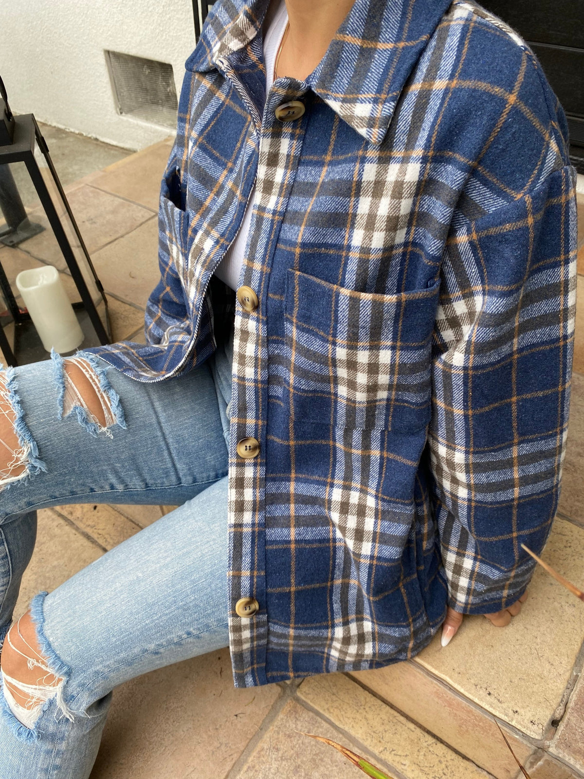 Hattie Plaid Button-Down Shacket — view 4
