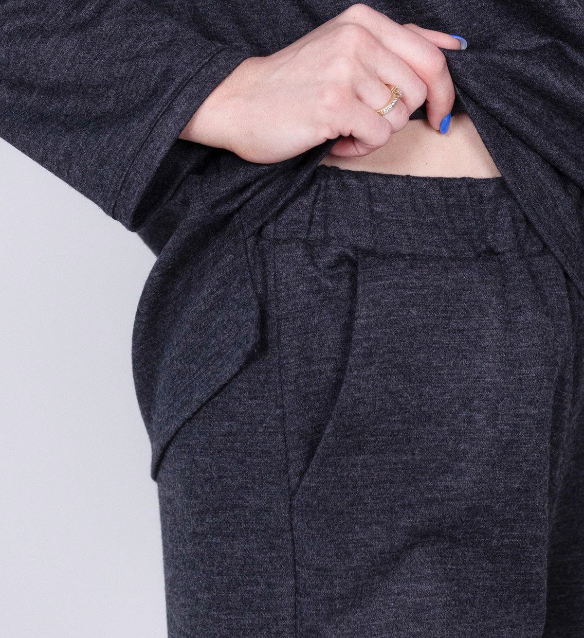Pia Black Wool Wide-Leg Pants — view 2