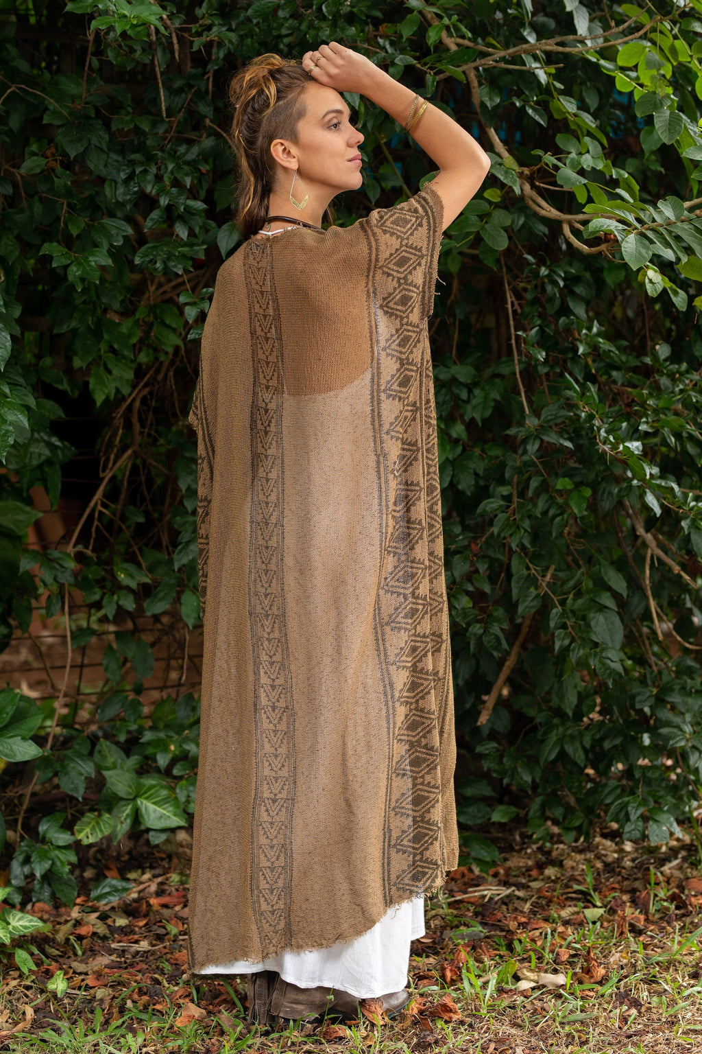 Uma Block-Print Cotton Kaftan Jacket — view 2