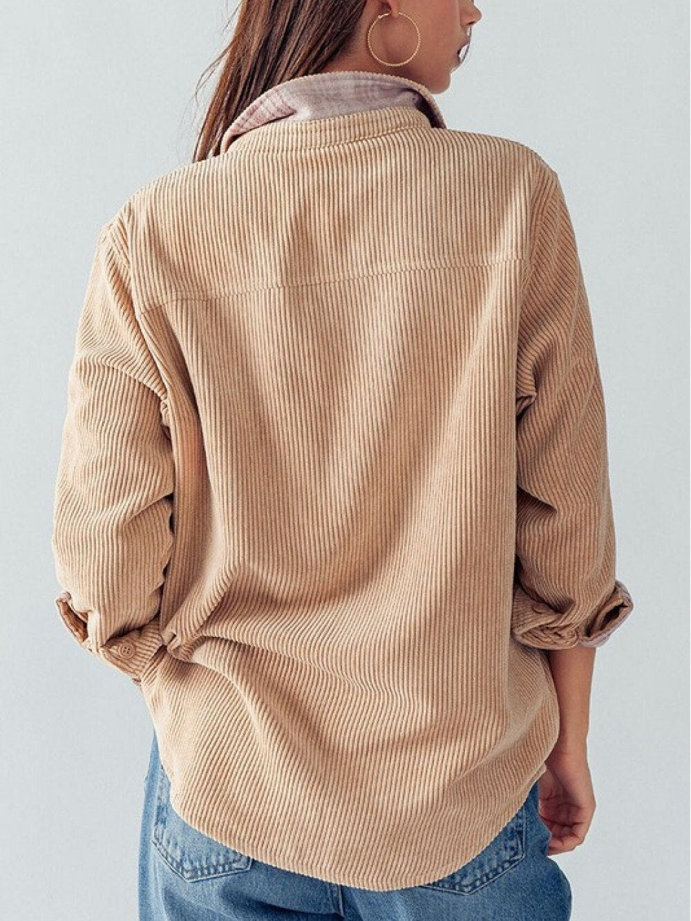 Wren Plaid Corduroy Button-Down Shacket — view 4