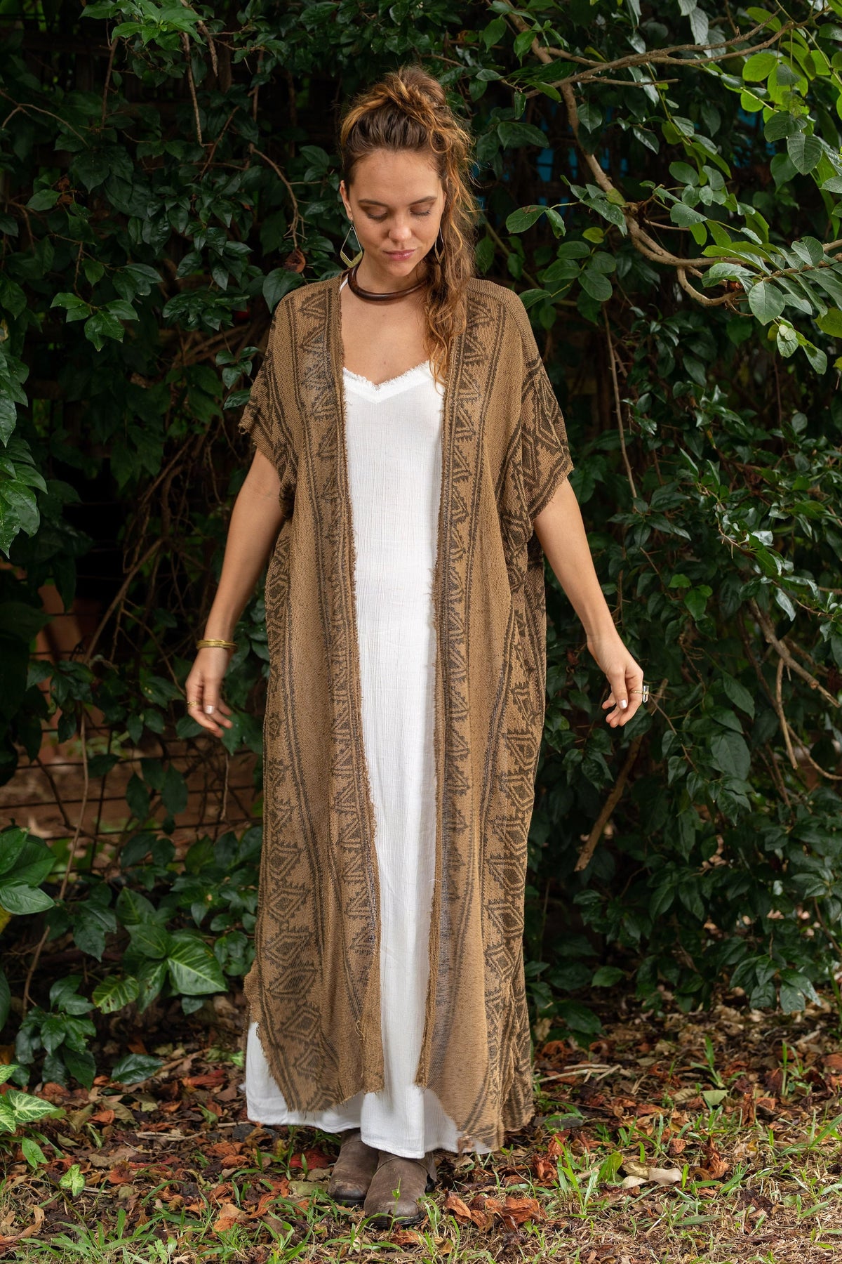 Uma Block-Print Cotton Kaftan Jacket — Brisa's Boutique