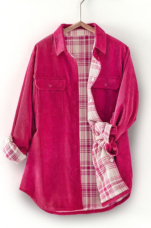 Wren Plaid Corduroy Button-Down Shacket — view 6