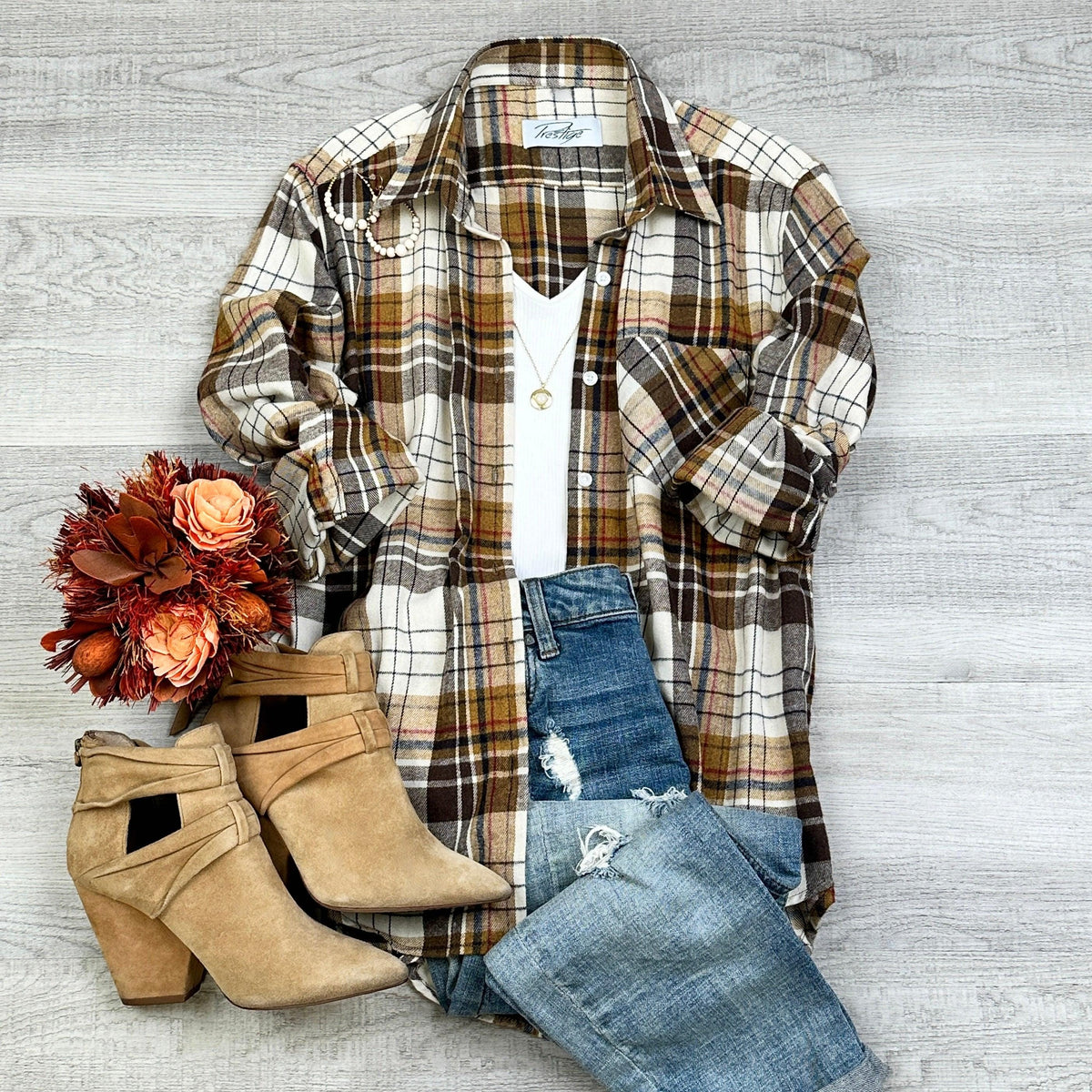 June Plaid Button-Down Cardigan — view 3