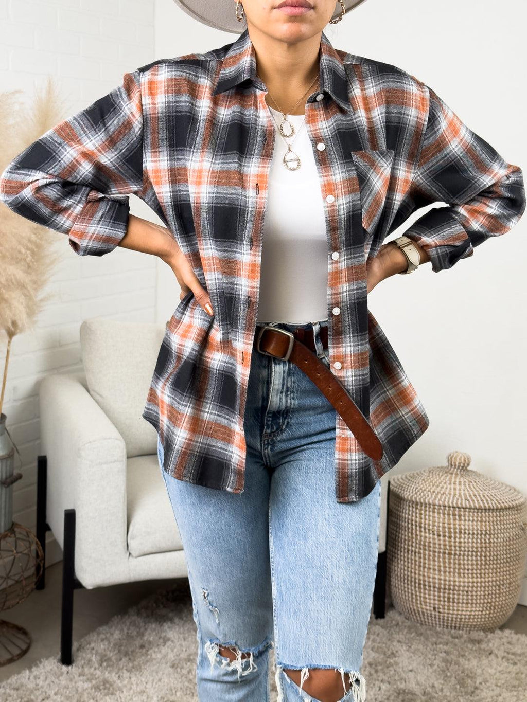 June Plaid Button-Down Cardigan — view 5