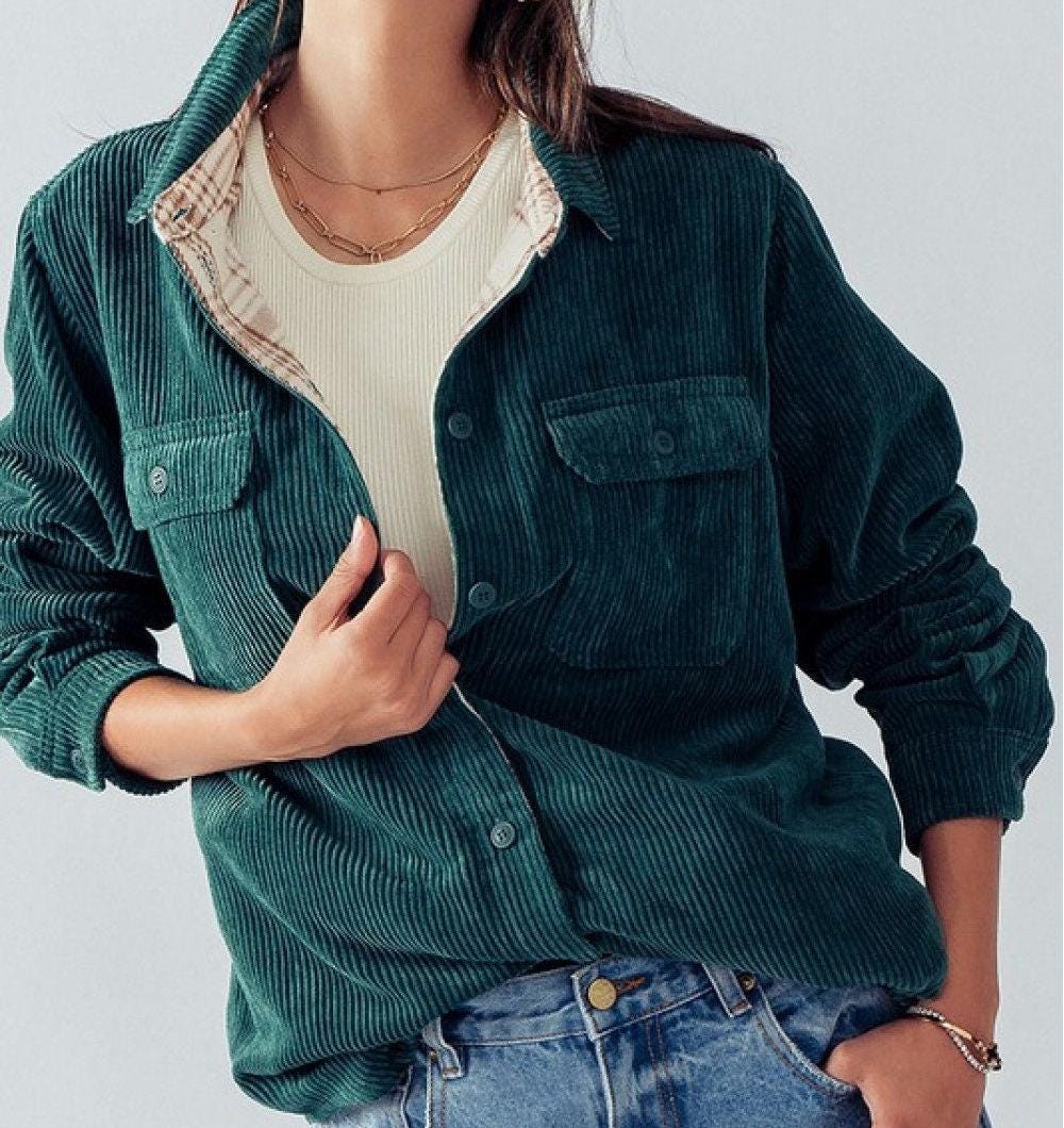 Wren Plaid Corduroy Button-Down Shacket — view 2