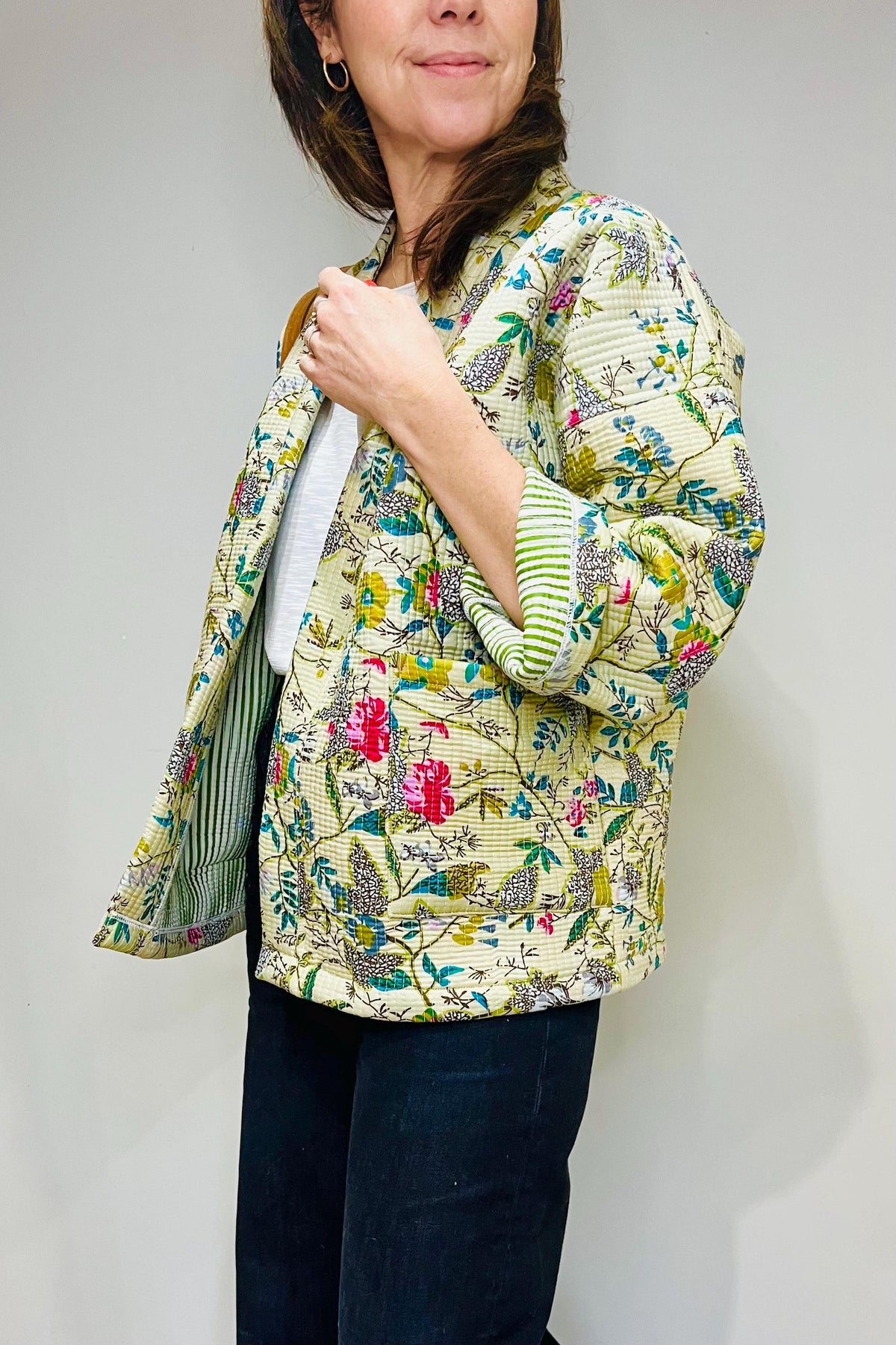Kenna White Cotton Quilted Cardigan — view 4