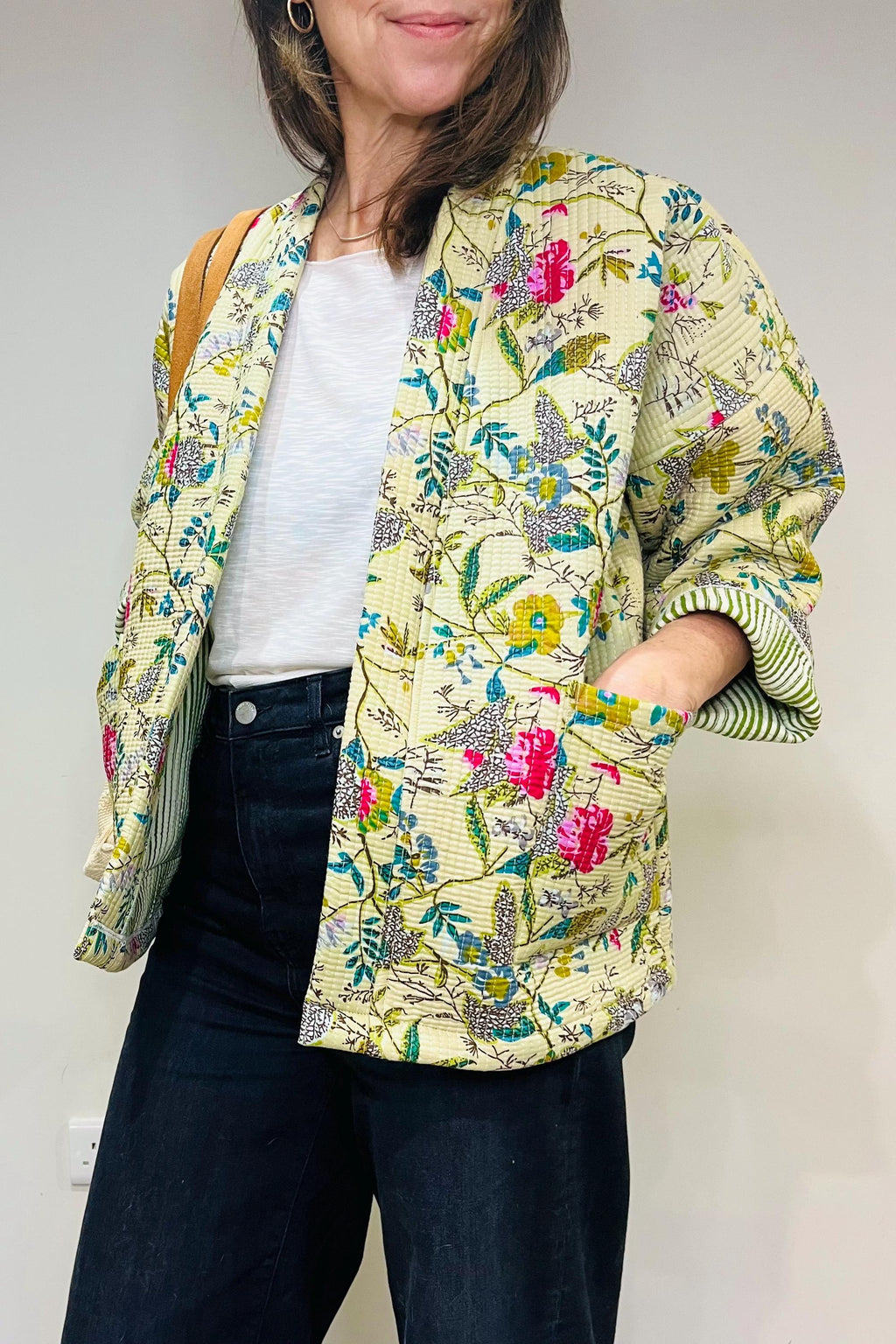 Kenna White Cotton Quilted Cardigan — view 6
