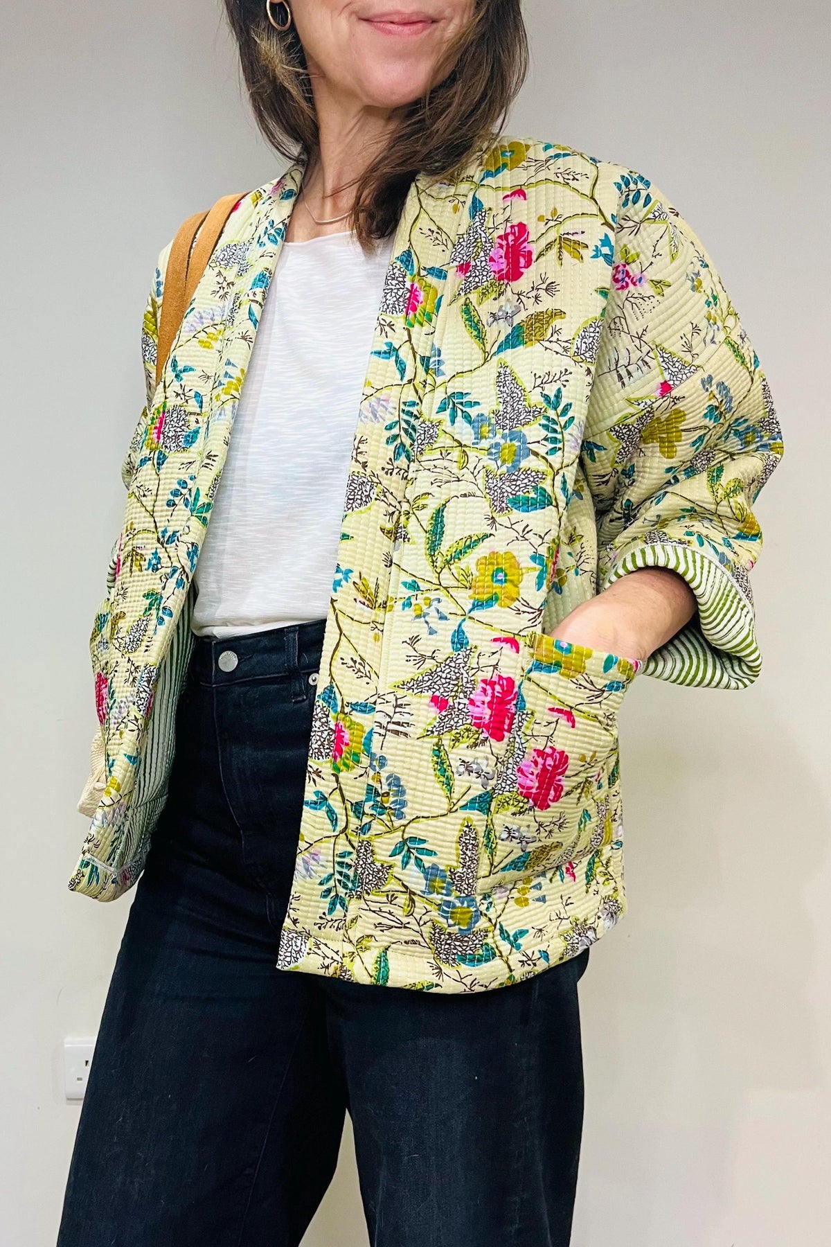 Kenna White Cotton Quilted Cardigan — view 6