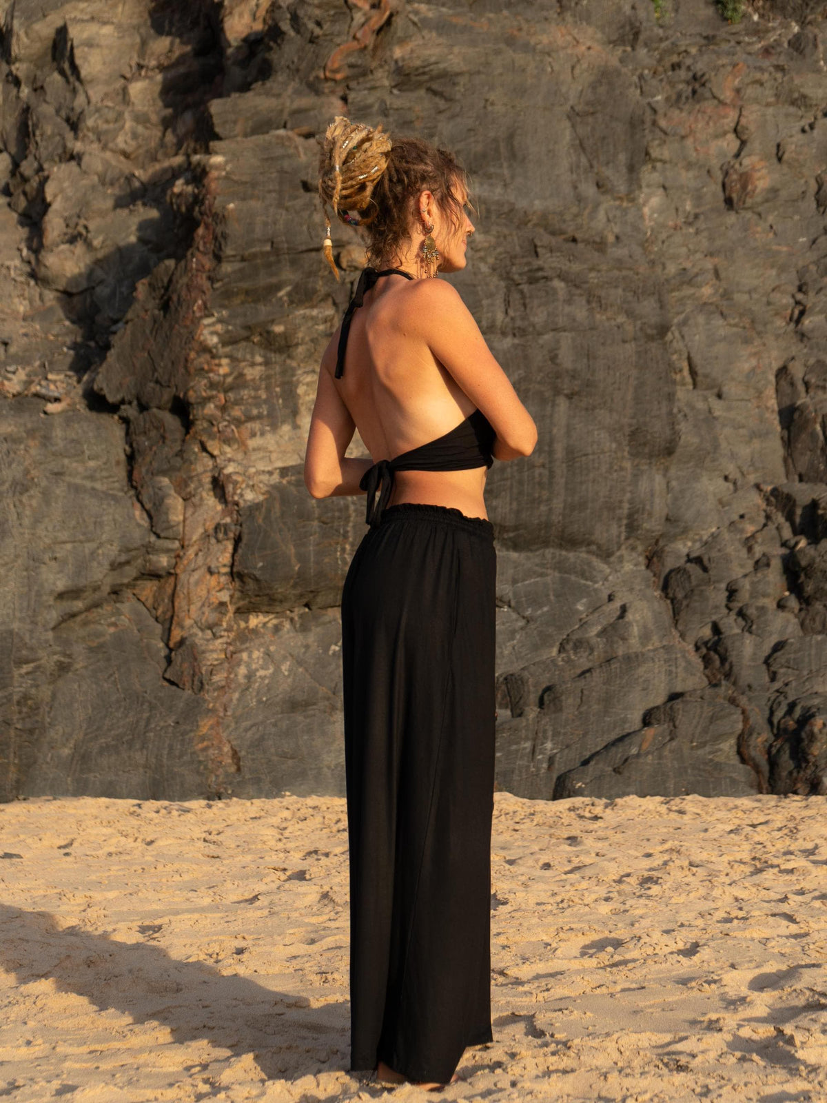 Bea Black Wide-Leg Pants — view 3