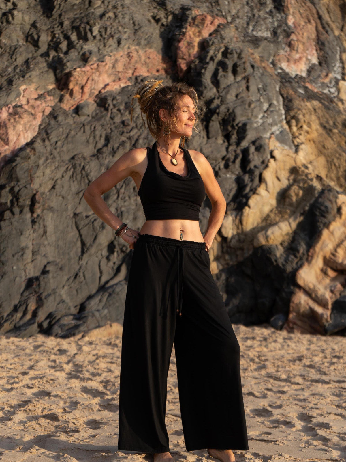 Bea Black Wide-Leg Pants — view 2