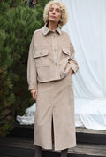 Esme Beige Cotton Oversized Shacket — Brisa's Boutique