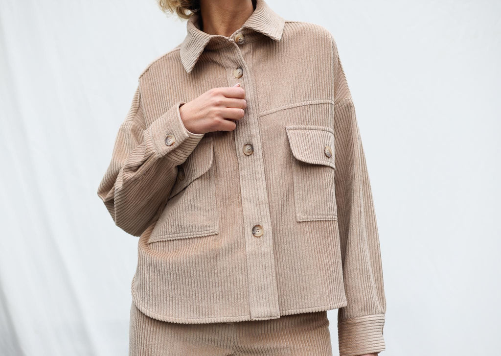 Esme Beige Cotton Oversized Shacket — view 4