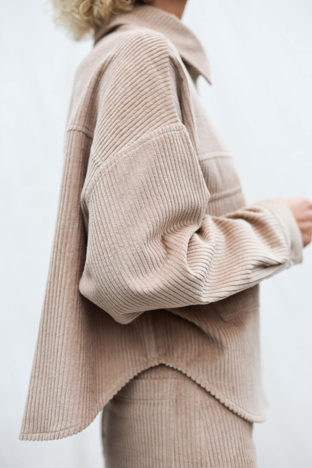 Esme Beige Cotton Oversized Shacket — view 5