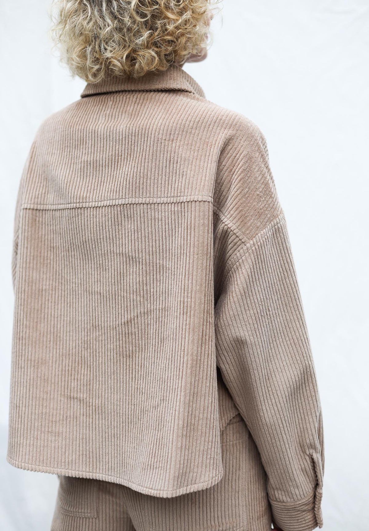 Esme Beige Cotton Oversized Shacket — view 6