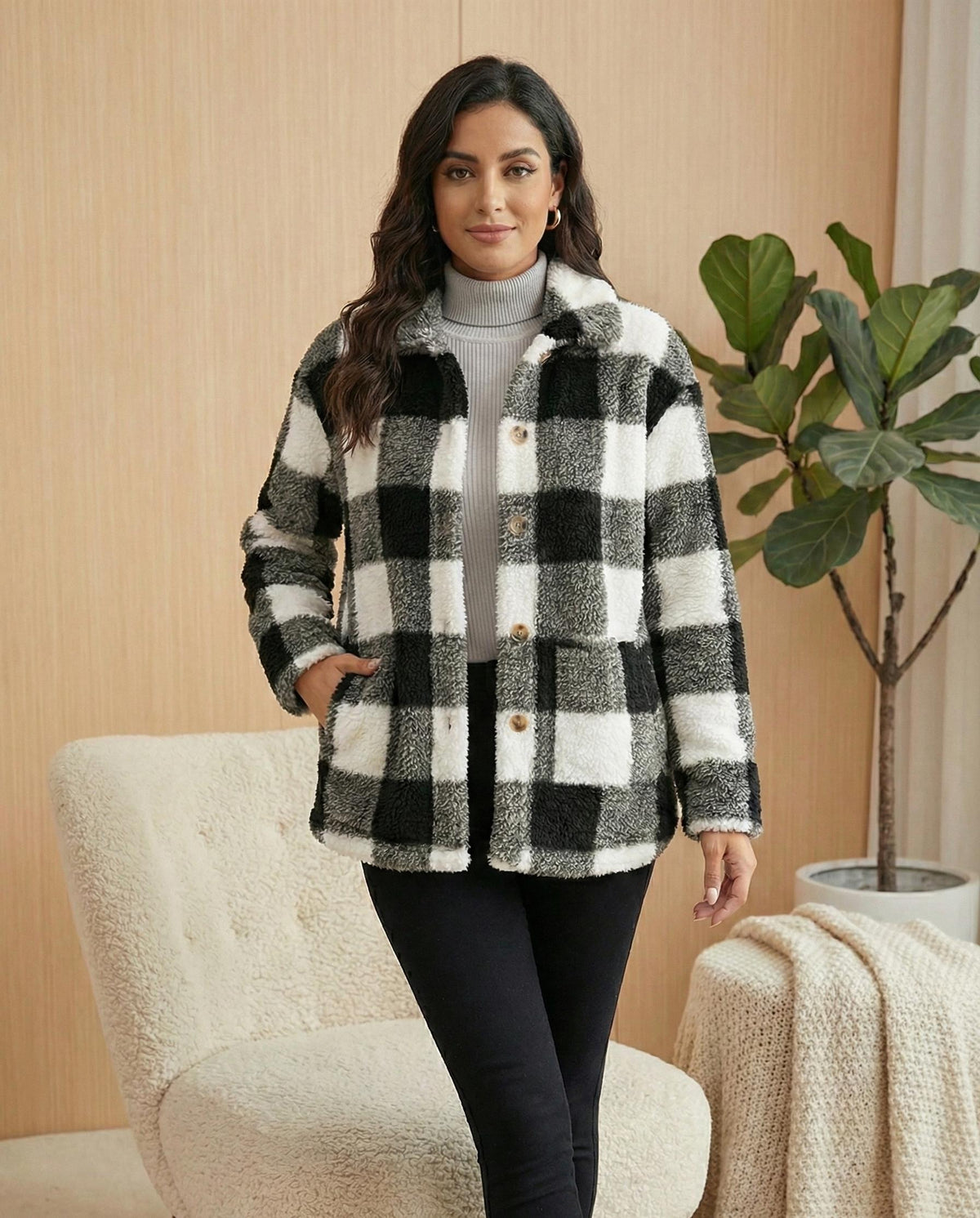 Tessa Plaid Button-Down Shacket — view 6
