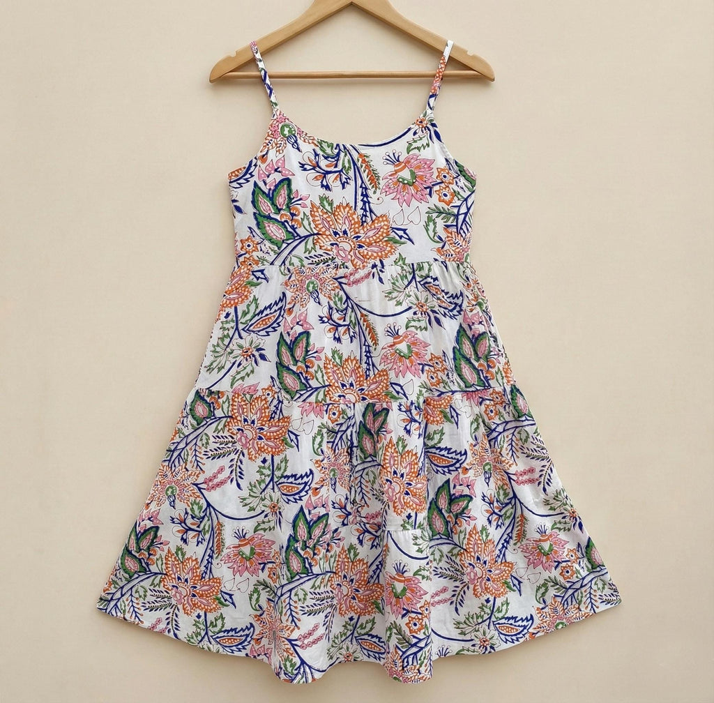 Lila Beige Cotton Tiered Midi Dress — view 2