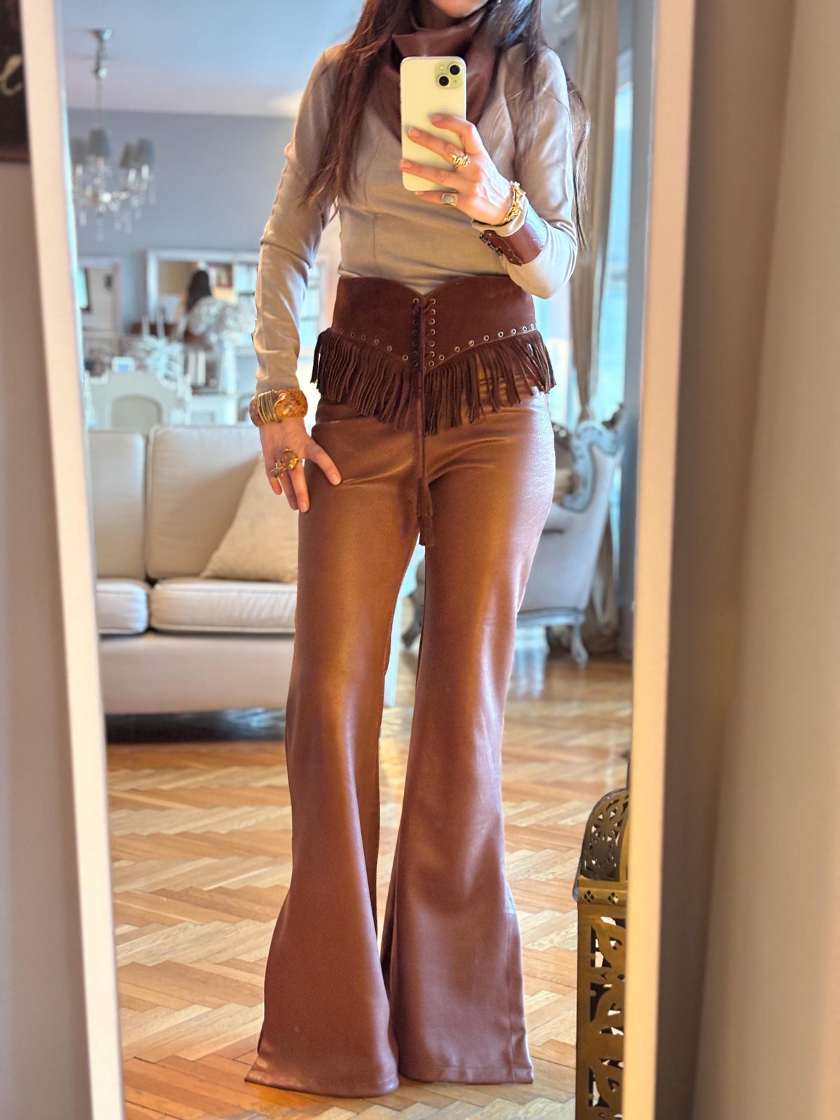 Anya Brown Wide-Leg Pants — view 3