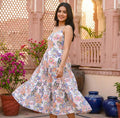 Lila Beige Cotton Tiered Midi Dress — Brisa's Boutique