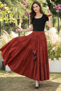 Zoe Rust Cotton Tiered Maxi Skirt — Brisa's Boutique