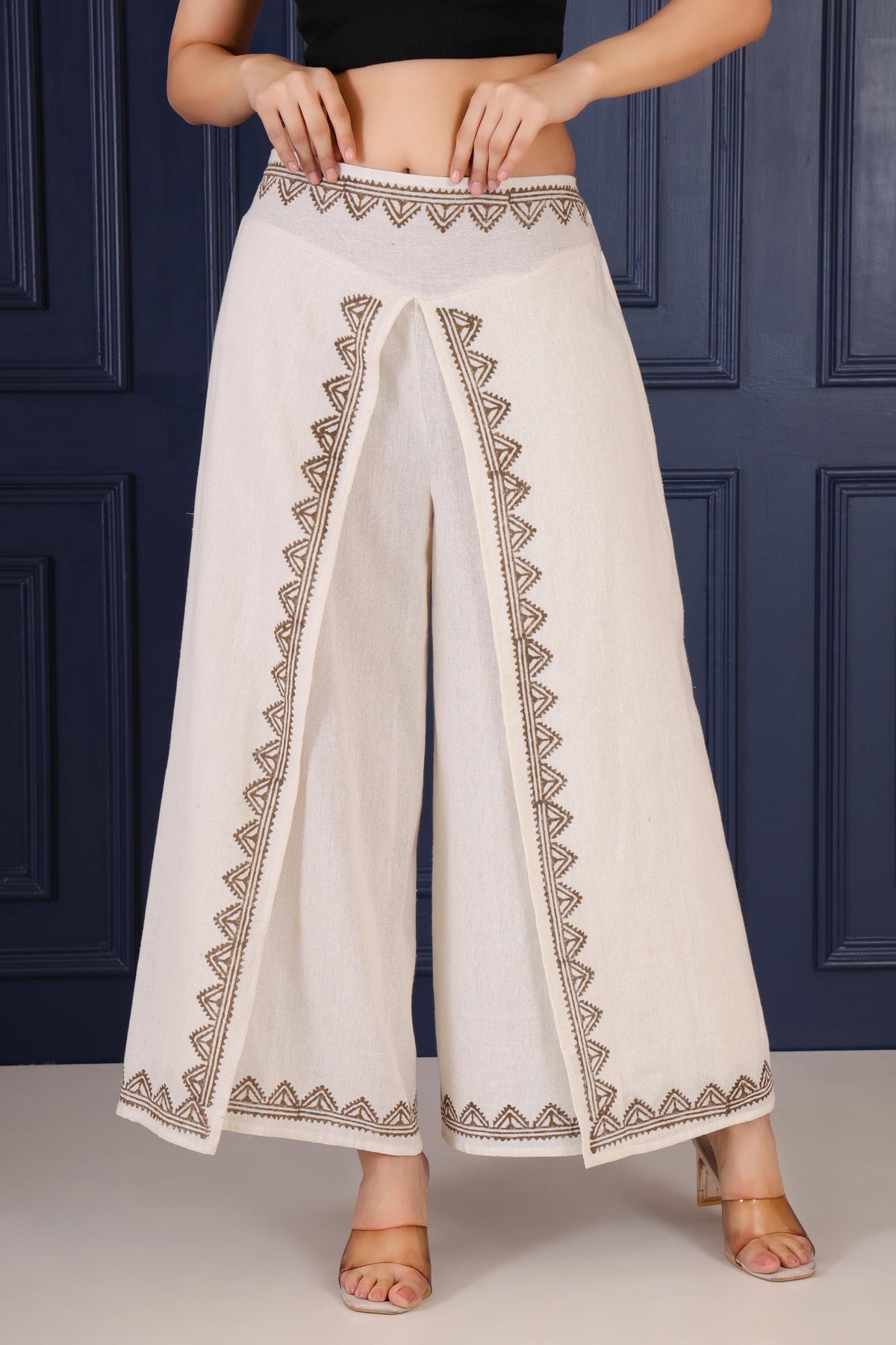 Nina Block-Print Cotton Wide-Leg Pants — Brisa's Boutique