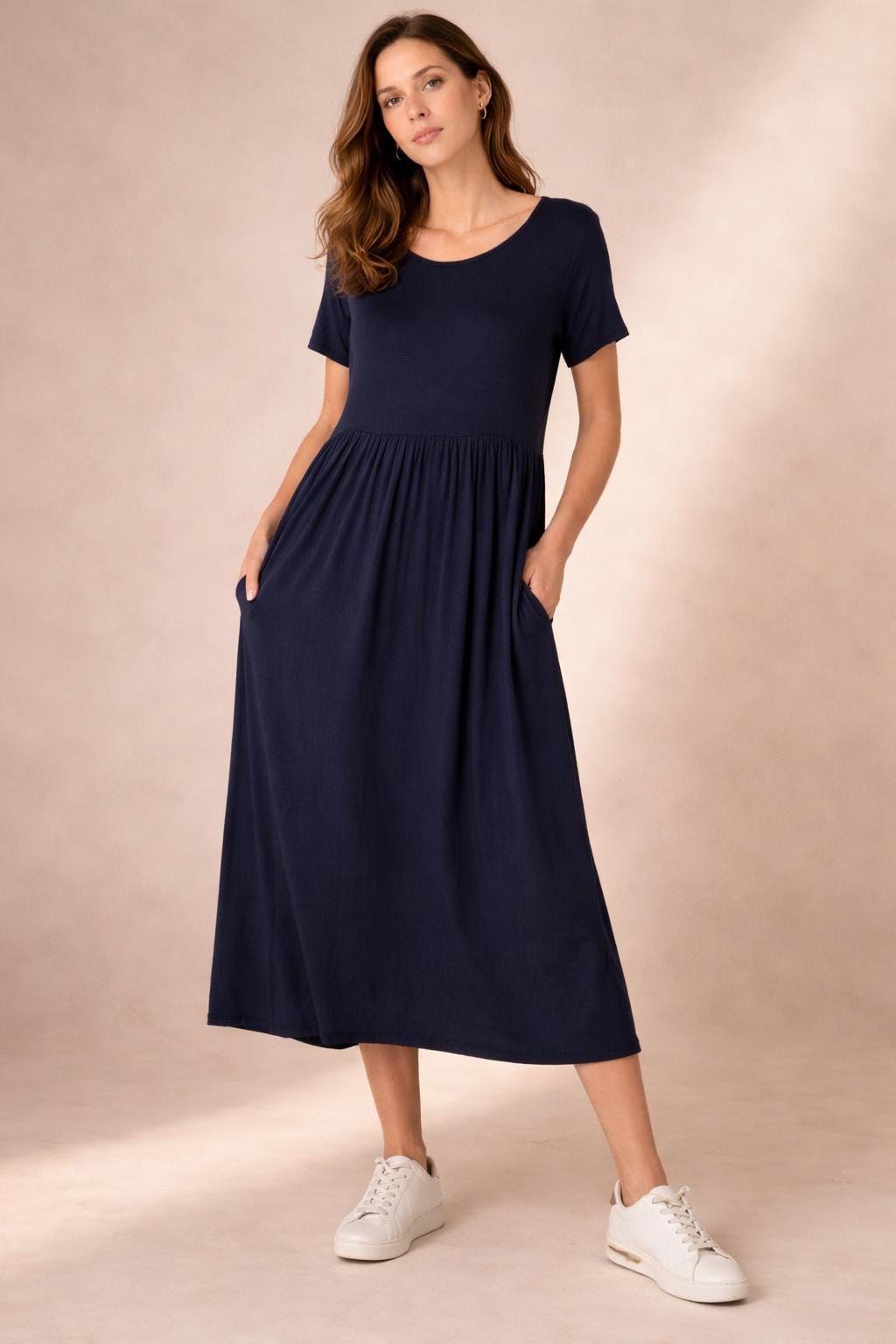 Kit Navy Tiered Midi Dress — Brisa's Boutique