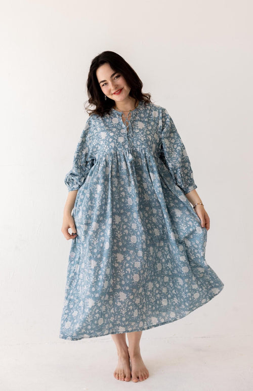 Coco Floral Cotton Tiered Midi Dress — Brisa's Boutique