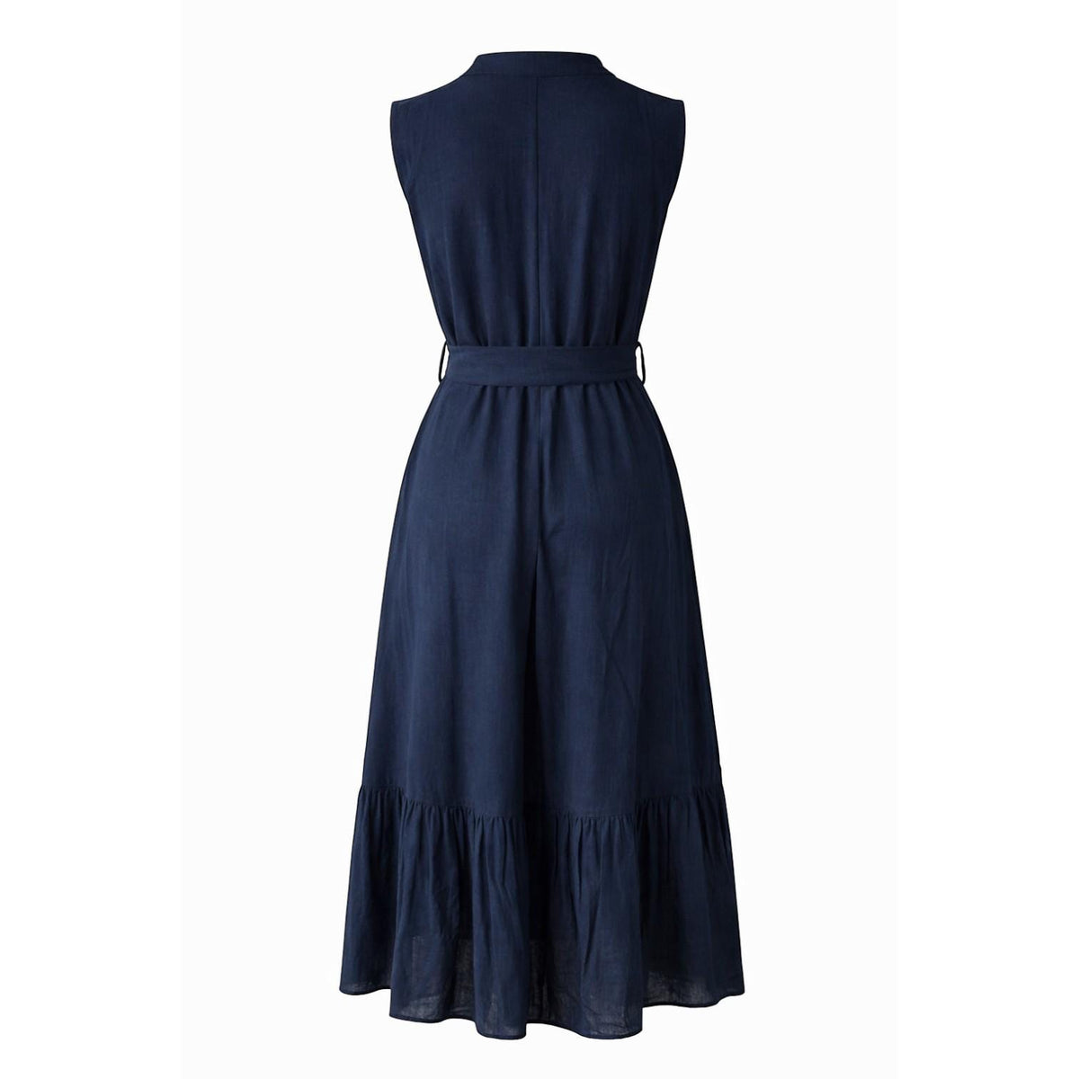 Sloane Navy Cotton Tiered Midi Dress — view 4