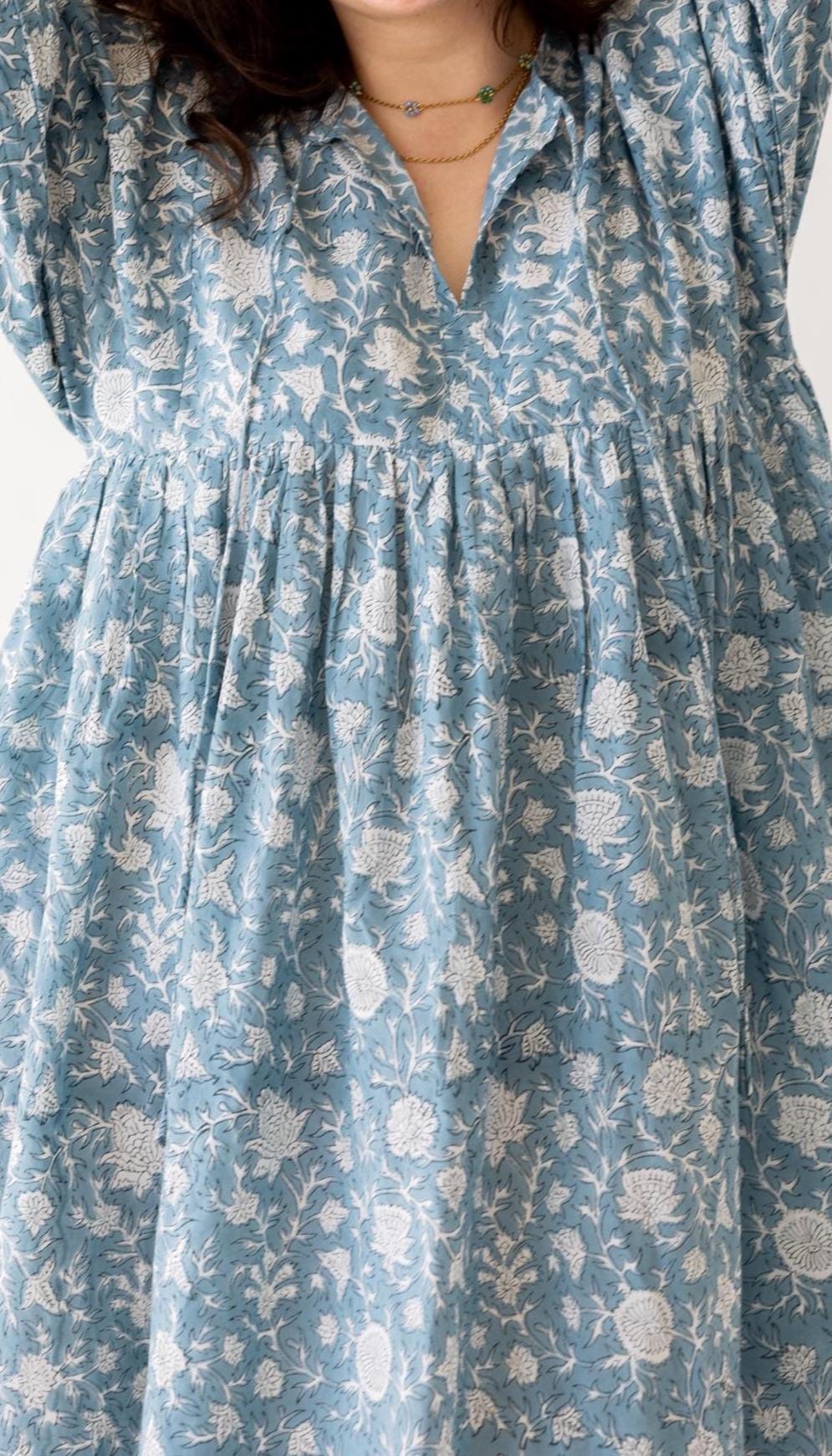 Coco Floral Cotton Tiered Midi Dress — view 4