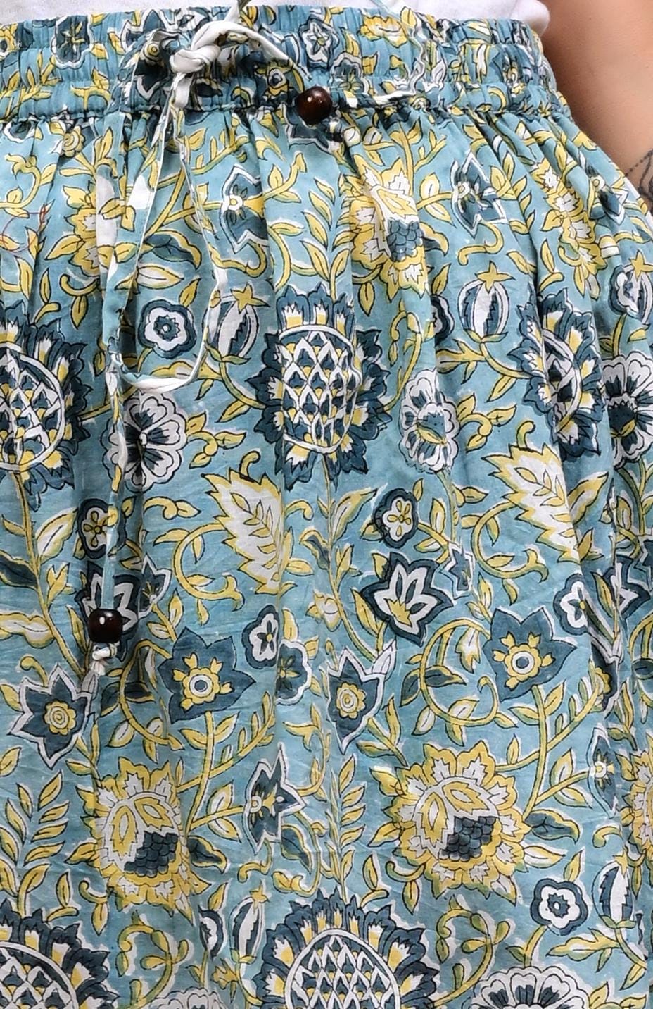 Lena Block-Print Cotton Tiered Maxi Skirt — view 3