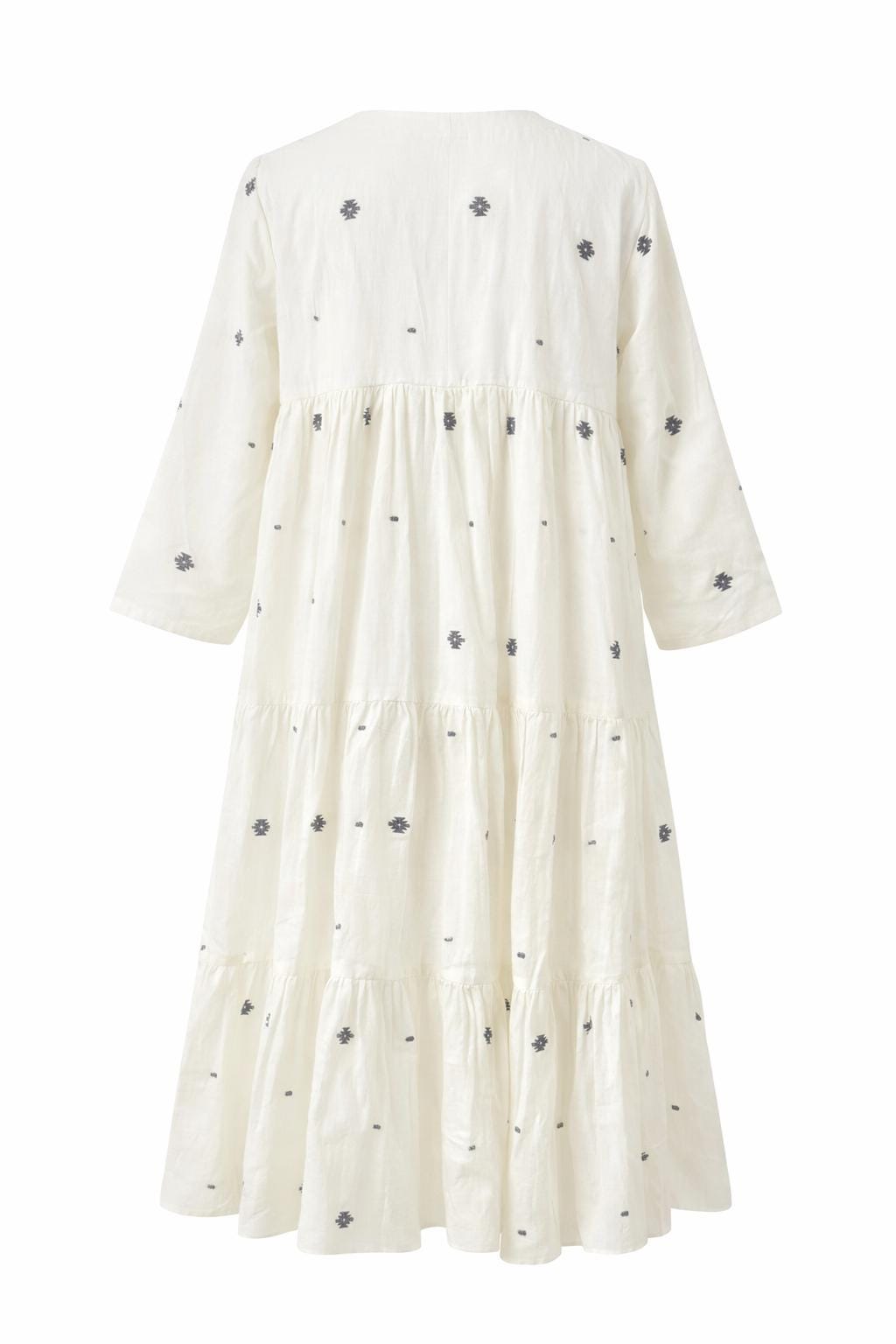 Rhea White Cotton Tiered Midi Dress — view 4