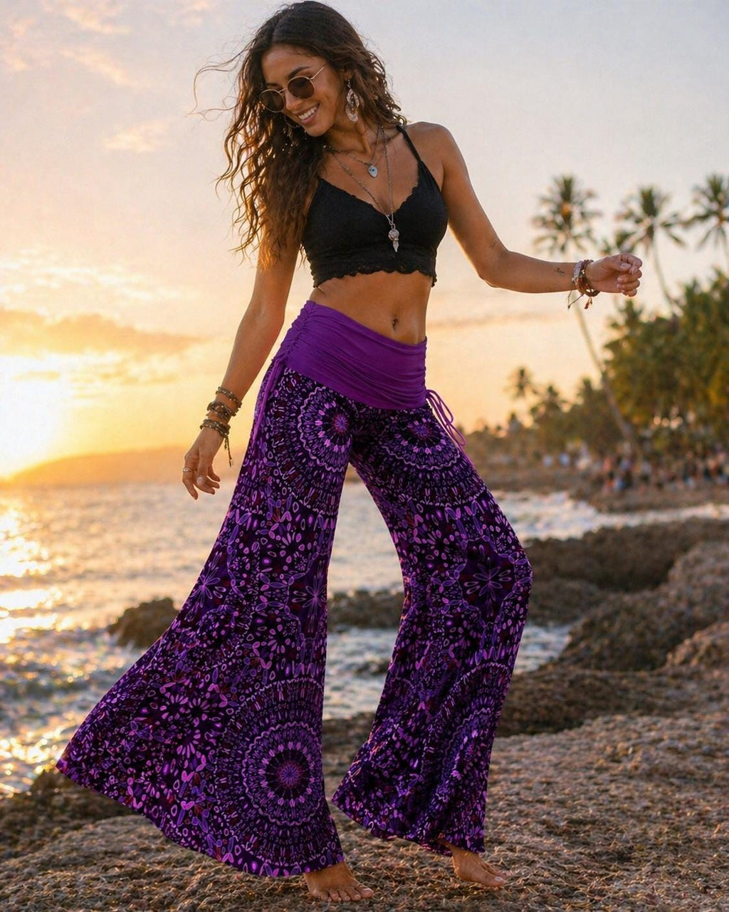Talia Purple Wide-Leg Pants — view 6
