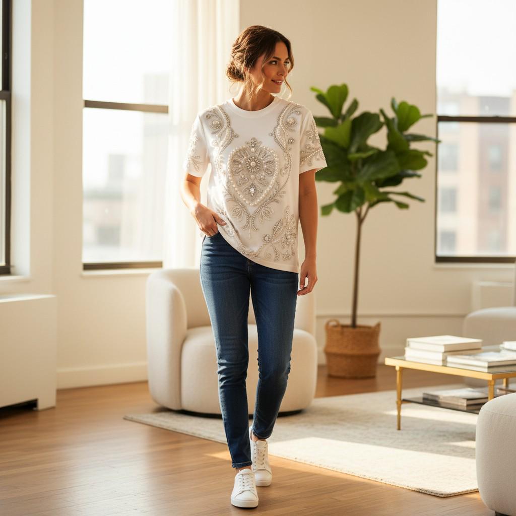 Juno White Embroidered Top — view 3