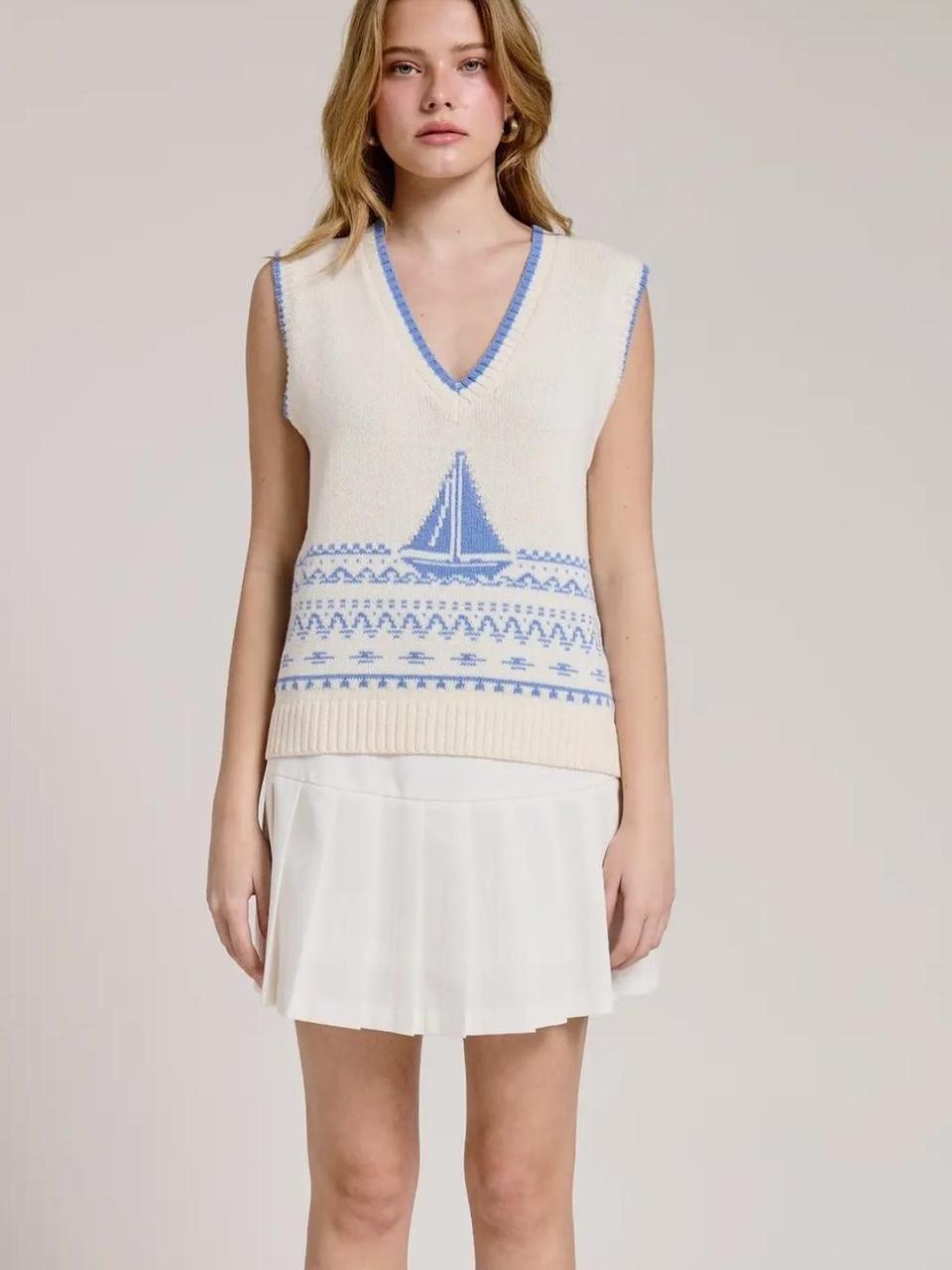Nora White Knit Top — view 2