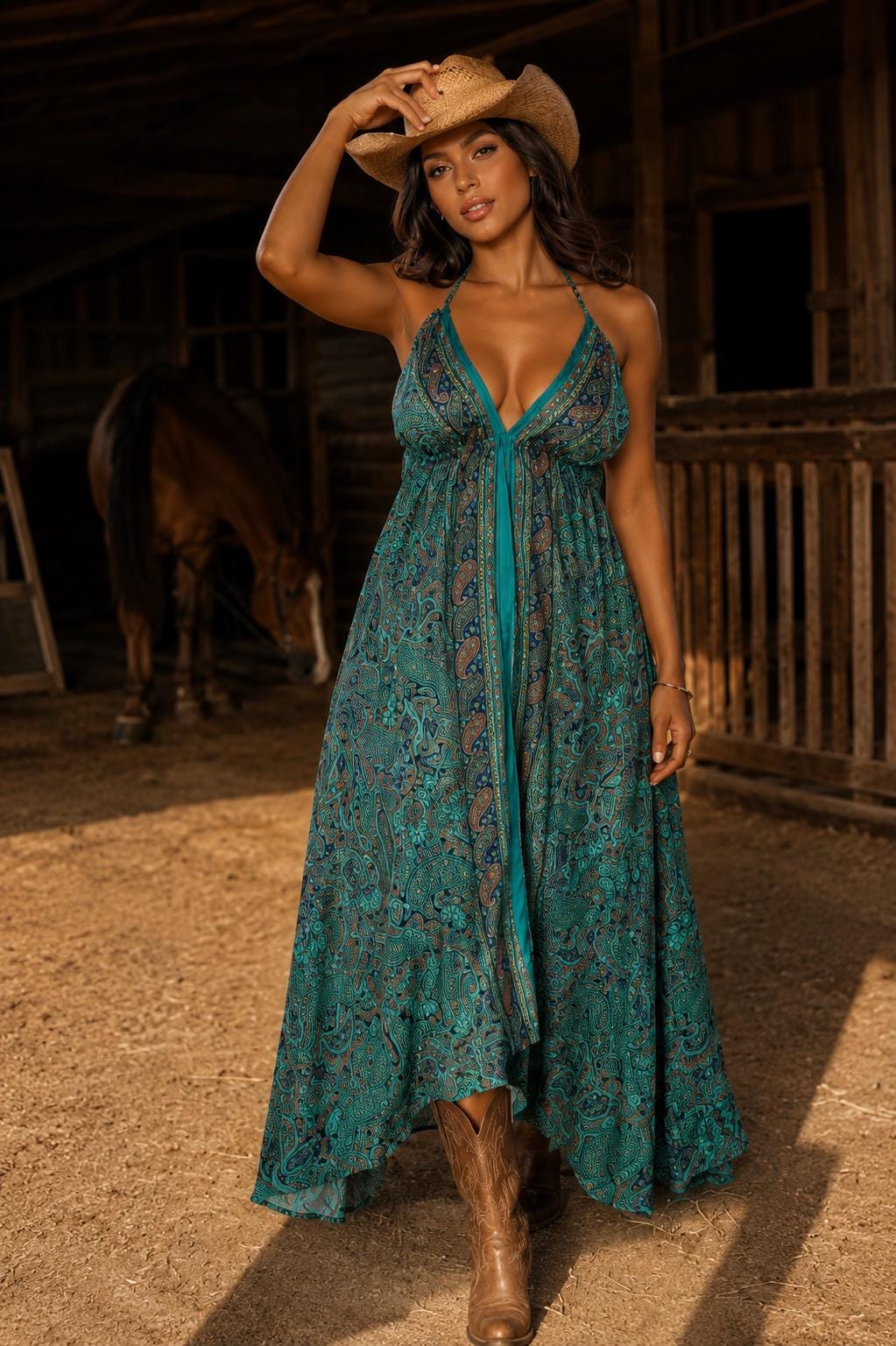 Rae Teal Midi Dress — view 2