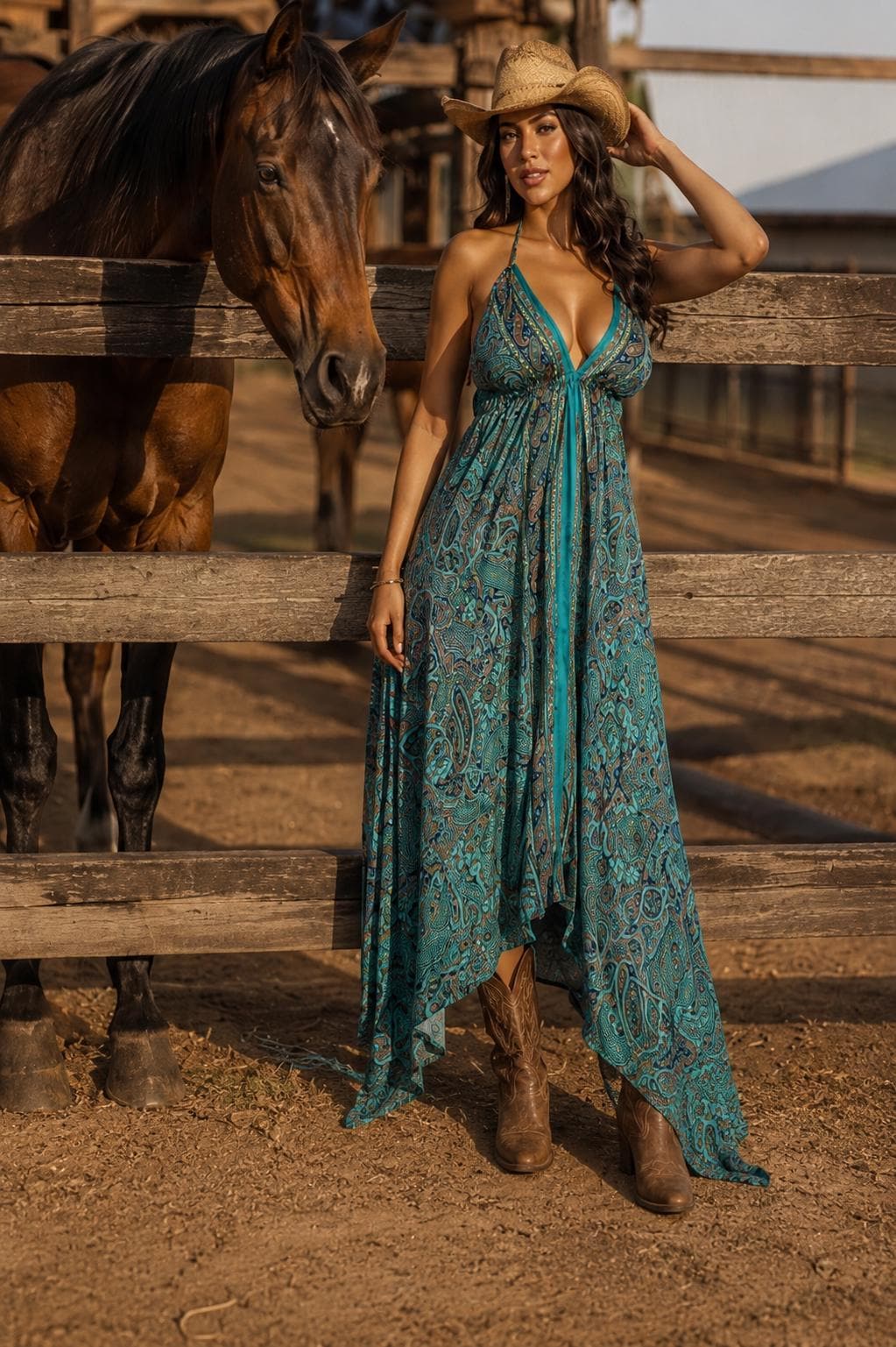 Rae Teal Midi Dress — view 3