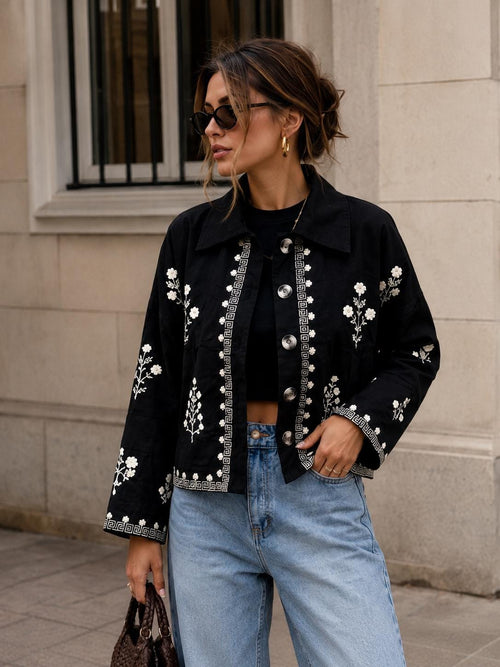 Carmen Floral Cotton Embroidered Shacket — Brisa's Boutique