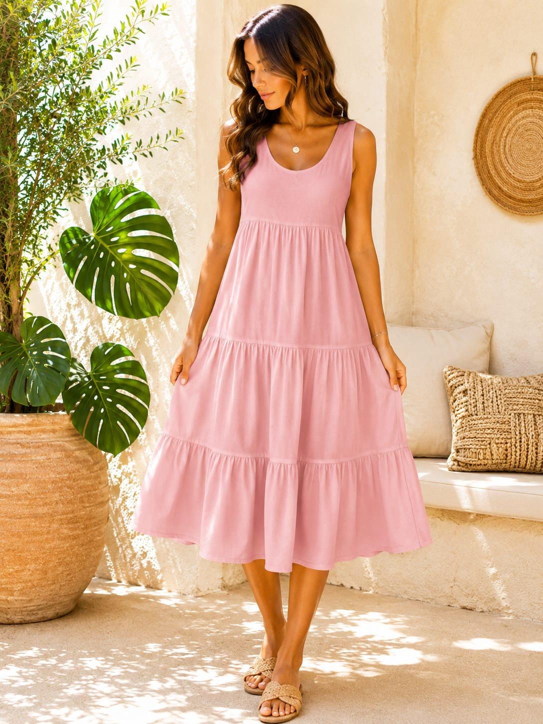 Celia White Tiered Midi Dress — view 4