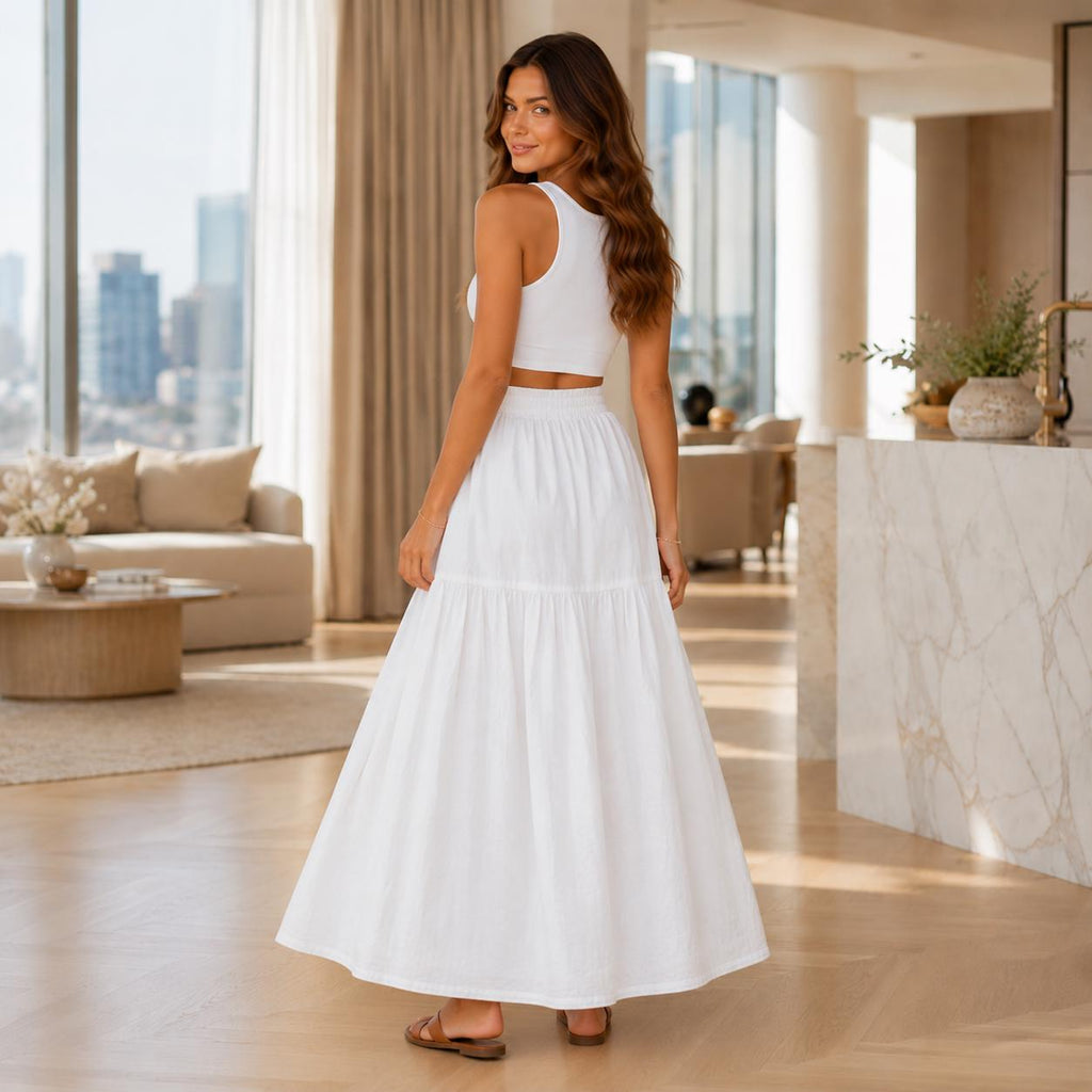Winnie White Linen Tiered Pants — view 2