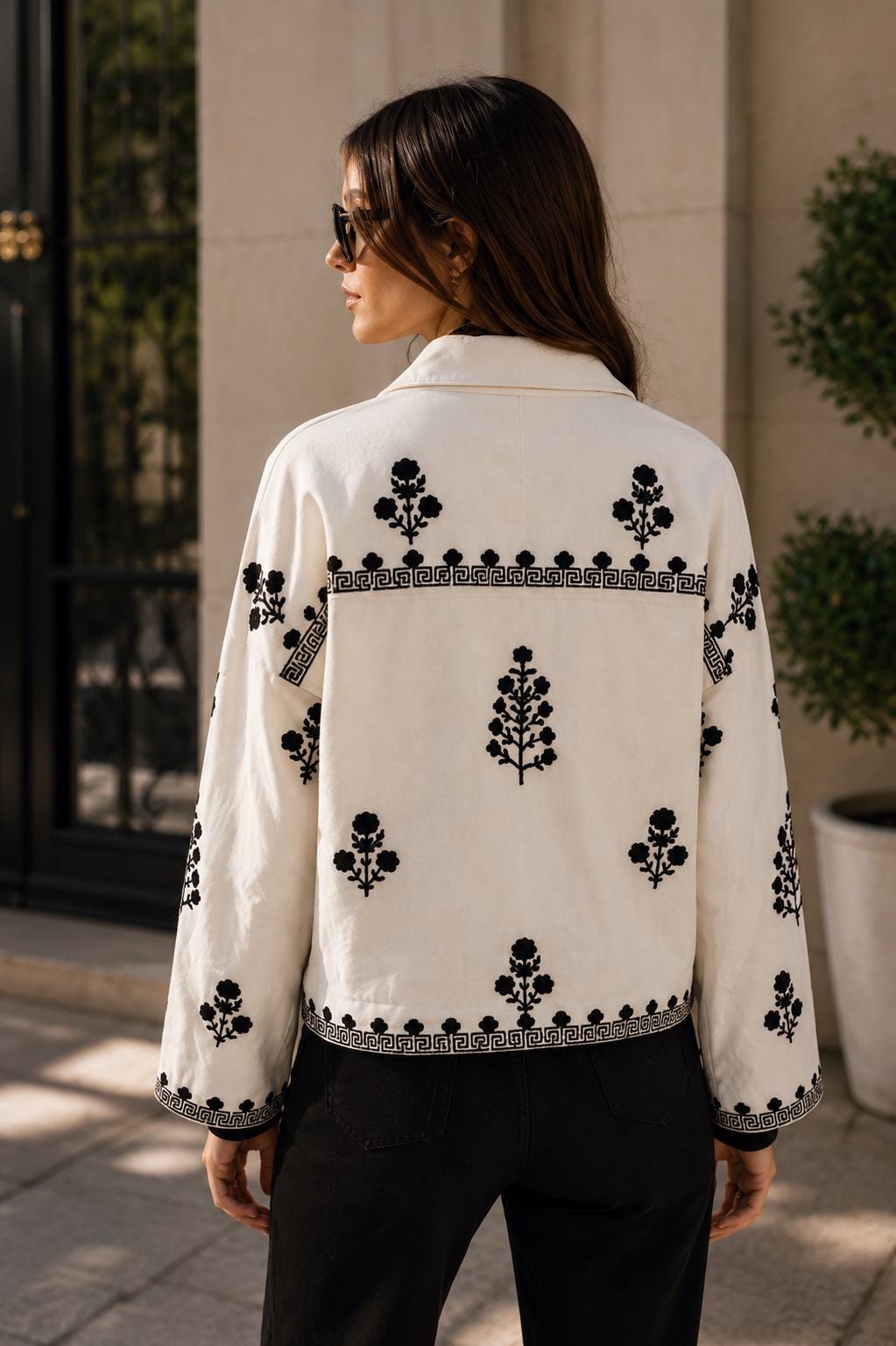 Carmen Floral Cotton Embroidered Shacket — view 3