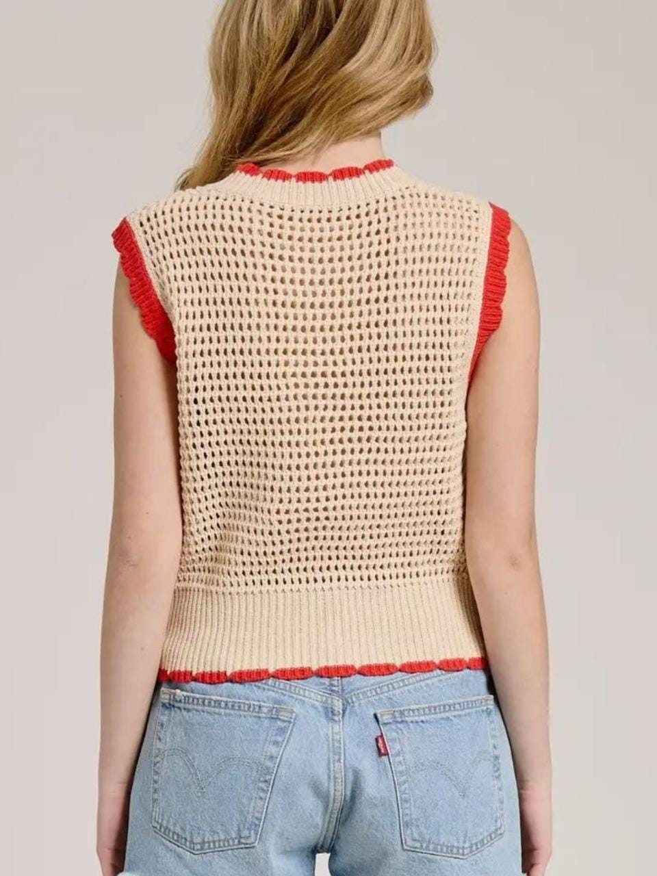 Joy Beige Knit Embroidered Top — view 3