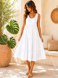 Celia White Tiered Midi Dress — Brisa's Boutique