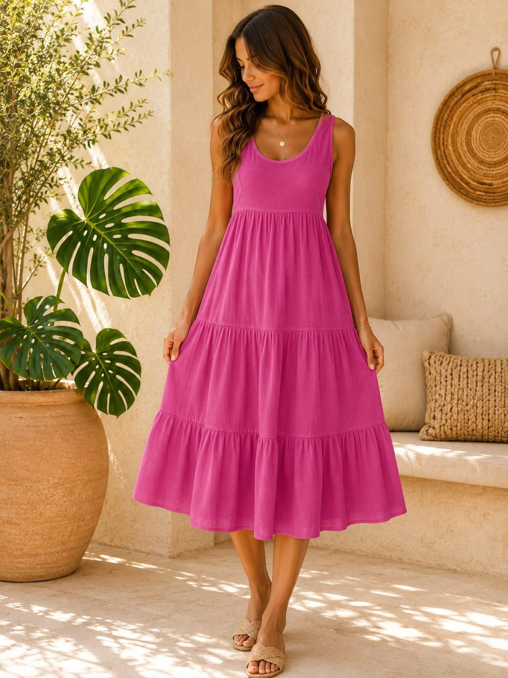 Celia White Tiered Midi Dress — view 2